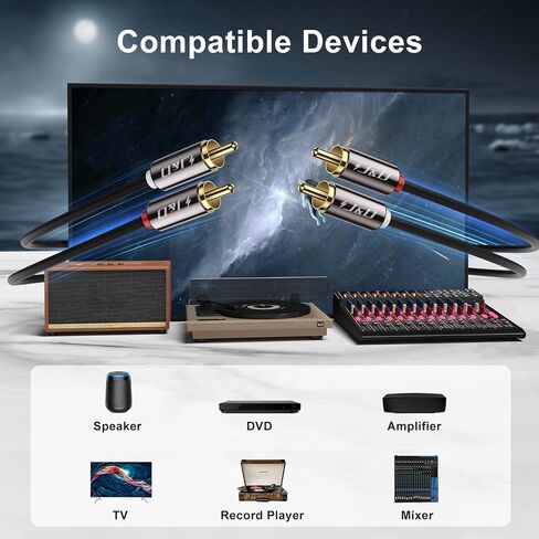 J&D 2 RCA Cables, RCA Cable Gold Plated Audiowave Series 2 RCA Male to 2 RCA Male Stereo Audio Cable with PVC Shelled Housing and Nylon Braid, 6 Feet in Saudi Arabia