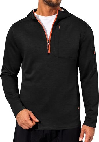 Yousify Mens Quarter Zip Hoodie Sweatshirts Long Sleeve Casual Pullover Sports Outdoor Hoodies with Zip Pockets in Saudi Arabia
