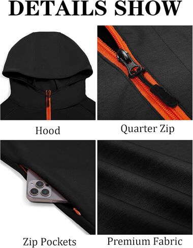 Yousify Mens Quarter Zip Hoodie Sweatshirts Long Sleeve Casual Pullover Sports Outdoor Hoodies with Zip Pockets in Saudi Arabia