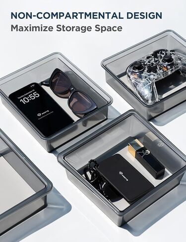 TPARTS Center Console Storage Drawer with Silicone Layer for Tesla Model 3/Y Accessories Interior, Translucent Smoke Gray Organizer Tray, Maximize Storage Space in Kuwait