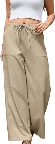 Bsubseach Womens Casual Pants Wide Leg Pants Elastic Waist Slacks with Pockets Lounge Fall Outfits in Saudi Arabia