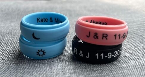12 Colors Set-Custom Logo Text Silicone Rings 8mm Breathable Rubber Step Edge Comfort Fit Rings Wedding Band,Christian Cross Rings/Yoga Just Breathe Rings,Size 6-12 in Saudi Arabia