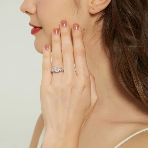 BERRICLE Sterling Silver CZ 3-Stone Wedding Engagement Promise Ring for Her, Bezel Set Cubic Zirconia Ring - Cushion, Pear Cut in Saudi Arabia