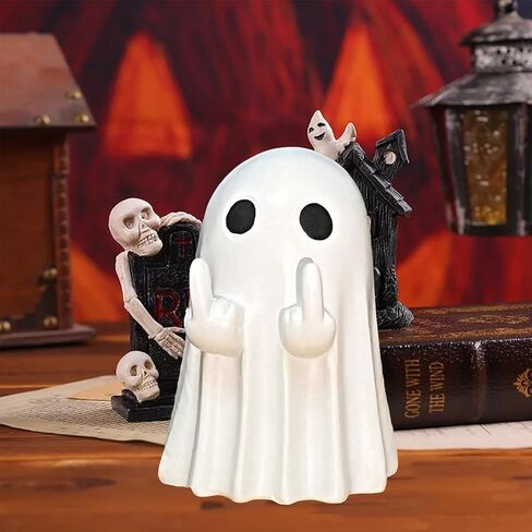 Ghost Halloween Decor, Spooky Home Decorations, Quirky Halloween Home Decor Indoor, Resin Finger Ghost Statue Gift for Porch, Props, Tabletop, Desk in Saudi Arabia