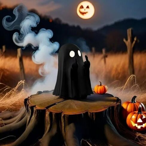 2 Pcs Spooky Ghost Middle Finger Figure, Cute Halloween Decor for Desk, Home & Bathroom, Resin Ghost Flipping Off Statue (White+Black) in Saudi Arabia