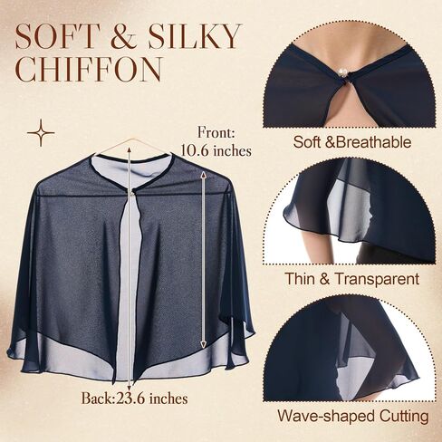 3 Pcs Women's Sheer Cape Soft Chiffon Capes Shawls and Wraps for Evening Dresses Soft Wedding Cape Lightweight Bridesmaid Scarves Flapper Cover up in Saudi Arabia