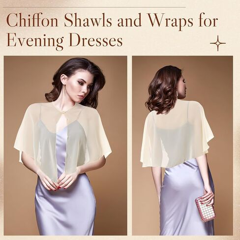 3 Pcs Women's Sheer Cape Soft Chiffon Capes Shawls and Wraps for Evening Dresses Soft Wedding Cape Lightweight Bridesmaid Scarves Flapper Cover up in Saudi Arabia
