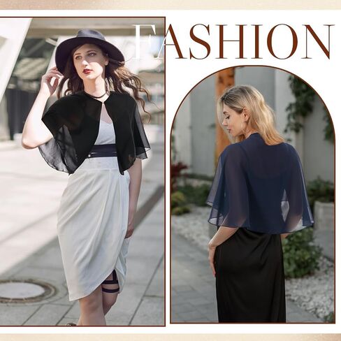 3 Pcs Women's Sheer Cape Soft Chiffon Capes Shawls and Wraps for Evening Dresses Soft Wedding Cape Lightweight Bridesmaid Scarves Flapper Cover up in Saudi Arabia