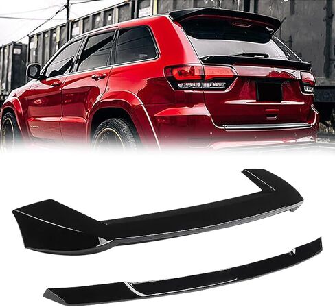 Rear Roof Spoiler + Mid Spoiler Wing Compatible with 2013-2021 Jeep Grand Cherokee Rear Window Roof Spoiler Trunk Splitter Tailgate Mid Spoiler Wing(Glossy Black) in Saudi Arabia