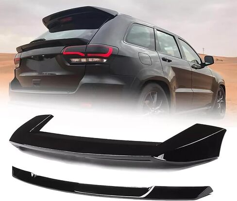 Rear Roof Spoiler + Mid Spoiler Wing Compatible with 2013-2021 Jeep Grand Cherokee Rear Window Roof Spoiler Trunk Splitter Tailgate Mid Spoiler Wing(Glossy Black) in Saudi Arabia