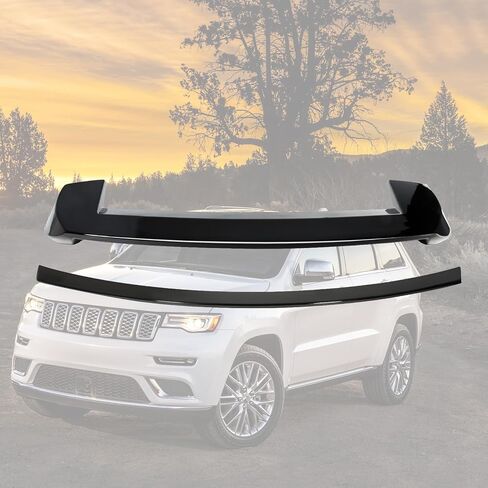 Rear Roof Spoiler + Mid Spoiler Wing Compatible with 2013-2021 Jeep Grand Cherokee Rear Window Roof Spoiler Trunk Splitter Tailgate Mid Spoiler Wing(Glossy Black) in Saudi Arabia