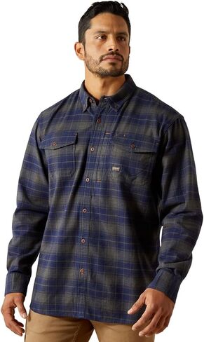 ARIAT Men Rebar Flannel DuraStretch Work Shirt Navy in Saudi Arabia