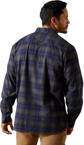 ARIAT Men Rebar Flannel DuraStretch Work Shirt Navy in Saudi Arabia