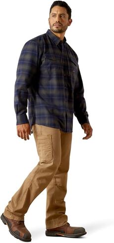 ARIAT Men Rebar Flannel DuraStretch Work Shirt Navy in Saudi Arabia
