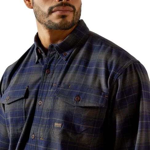 ARIAT Men Rebar Flannel DuraStretch Work Shirt Navy in Saudi Arabia
