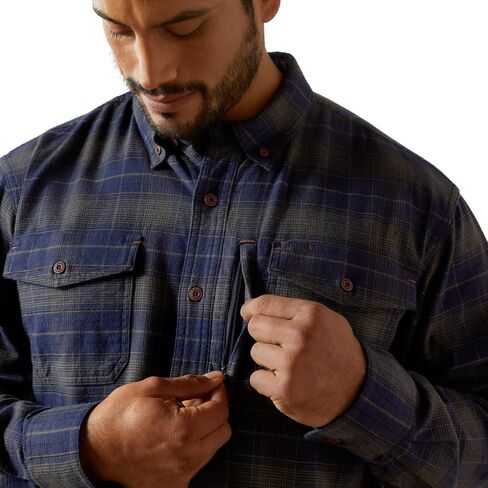 ARIAT Men Rebar Flannel DuraStretch Work Shirt Navy in Saudi Arabia