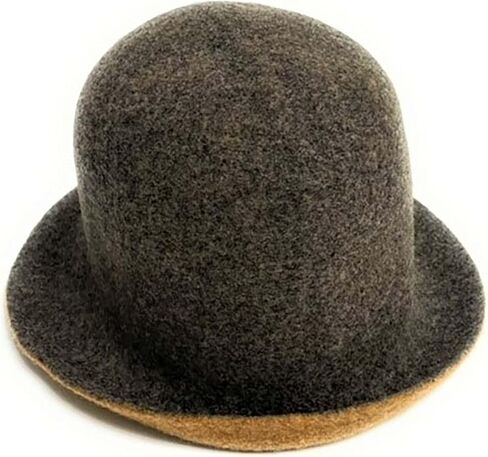 قبعة دلو منسوجة قابلة للعكس للخريف/الشتاء، غطاء رأس من الصوف المغلي الدافئ مع شريط قابل للتعديل، مقاس واحد يناسب معظم الأشخاص باللون الرمادي الداكن/الخردل in Kuwait