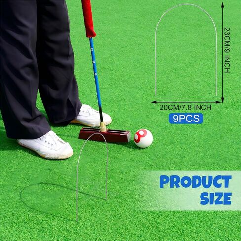 Deekin Set of 9 Croquet Wickets Replacement for Croquet Metal Croquet Hoops with Galvanized and Plastic Coating for Family Lawn Backyard Outdoor Game (Arch) in Saudi Arabia