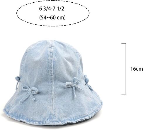 قبعات دلو من الدينيم للنساء، قبعة دلو لطيفة مع قبعة جينز بعقدة فيونكة in Kuwait