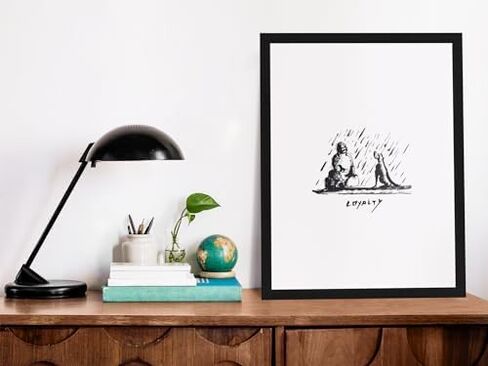 "LOYALTY"- Dog is Man's Best Friend. Original Hand-Drawn Illustration on an 11" x 14" White Vertical Poster. (UNFRAMED) in Saudi Arabia