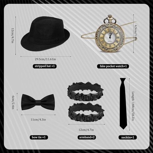 إكسسوارات ملابس رجالية أنيقة مكونة من 6 قطع من Roring 20's Custome لحفلة تحت عنوان Gatsby في عشرينيات القرن العشرين in Kuwait