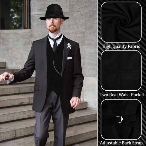 إكسسوارات ملابس رجالية أنيقة مكونة من 6 قطع من Roring 20's Custome لحفلة تحت عنوان Gatsby في عشرينيات القرن العشرين in Kuwait