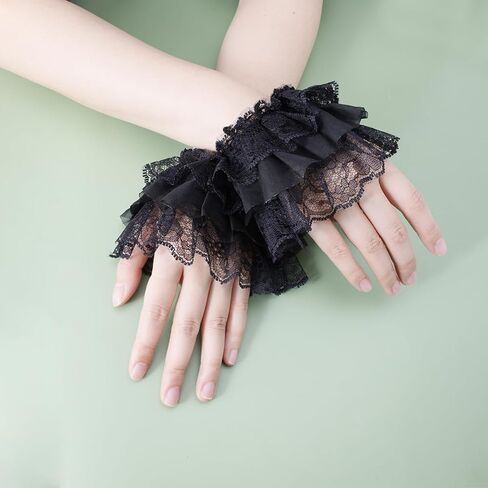 Hand Sleeve Sweet Short Lace Decoration Fake Sleeves Sweater Elastic Wrist Cuffs Floral Accessories in Saudi Arabia
