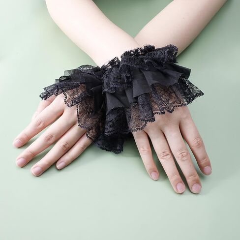 Hand Sleeve Sweet Short Lace Decoration Fake Sleeves Sweater Elastic Wrist Cuffs Floral Accessories in Saudi Arabia