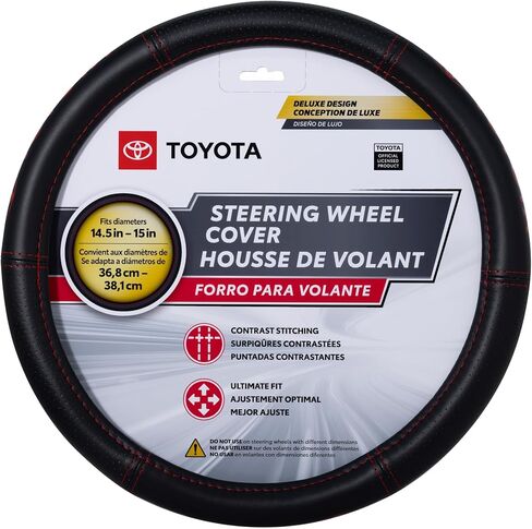 Plasticolor 006498R01 Toyota Deluxe Style Red Hi-Contrast Stitched Steering Wheel Cover in Saudi Arabia