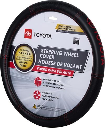 Plasticolor 006498R01 Toyota Deluxe Style Red Hi-Contrast Stitched Steering Wheel Cover in Saudi Arabia