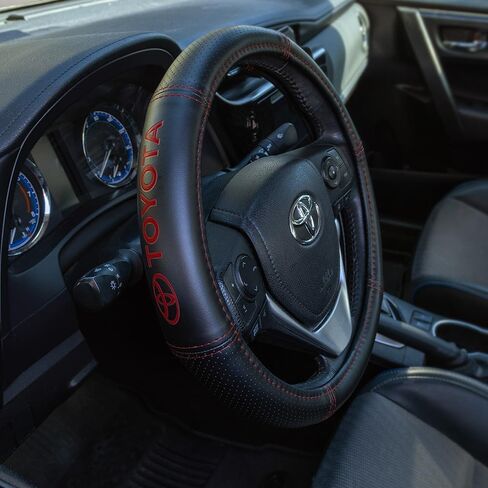 Plasticolor 006498R01 Toyota Deluxe Style Red Hi-Contrast Stitched Steering Wheel Cover in Saudi Arabia