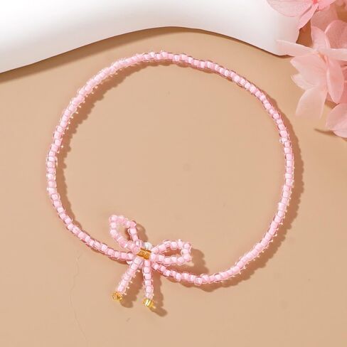 White Cute Pearl Bow Bracelets for Women Dainty Bowknot Crystal Beaded Bracelet Boho Bow Charm Statement Western Jewelry Gifts Wedding Party Prom in Saudi Arabia