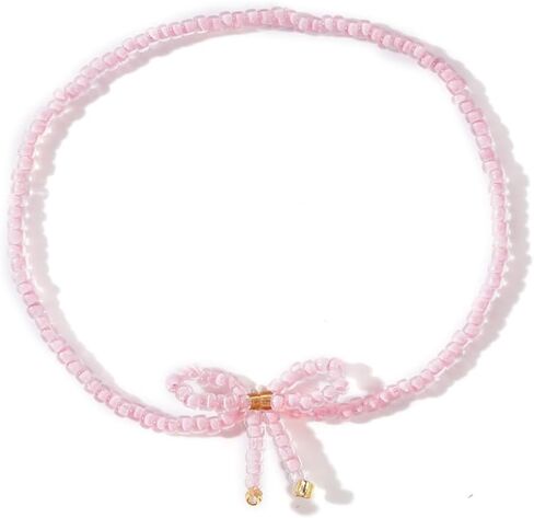 White Cute Pearl Bow Bracelets for Women Dainty Bowknot Crystal Beaded Bracelet Boho Bow Charm Statement Western Jewelry Gifts Wedding Party Prom in Saudi Arabia
