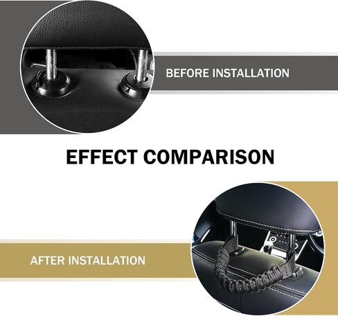 2 PCS Headrest Grab Handles – Braided Rope Rear Passenger Safety Armrests, Wear-Resistant Heavy-Duty Body Balance Aid, Universal for Off-Road Vehicles, Trucks & Pickup (Black) in Saudi Arabia