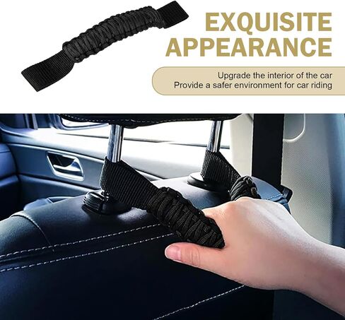 2 PCS Headrest Grab Handles – Braided Rope Rear Passenger Safety Armrests, Wear-Resistant Heavy-Duty Body Balance Aid, Universal for Off-Road Vehicles, Trucks & Pickup (Black) in Saudi Arabia