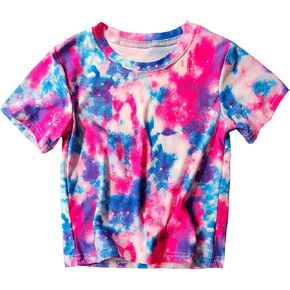 Toddler Girls Boys Tie Dye T Shirt Short Sleeve Crewneck Summer Casual Top Tee Shirt for Kids in Kuwait