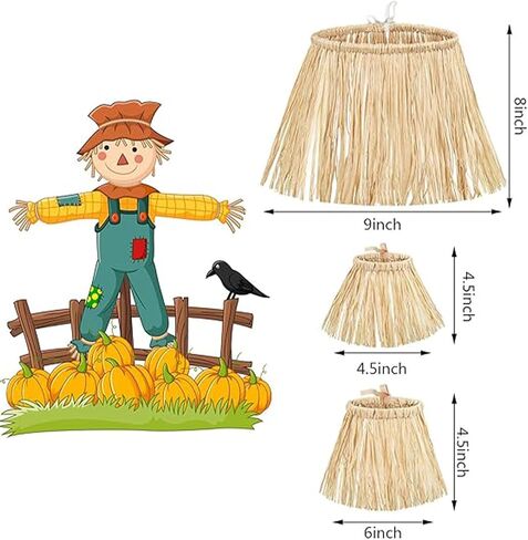 Hicarer 5 Pieces Scarecrow Straw Kit Raffia Scarecrow Costume Accessories Decoration Raffia Neck Arm and Ankle Ties for Party Accessory Halloween Decoration in Saudi Arabia