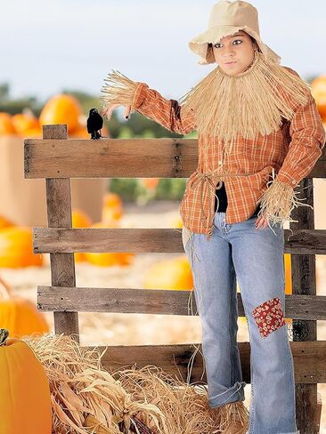 Hicarer 5 Pieces Scarecrow Straw Kit Raffia Scarecrow Costume Accessories Decoration Raffia Neck Arm and Ankle Ties for Party Accessory Halloween Decoration in Saudi Arabia