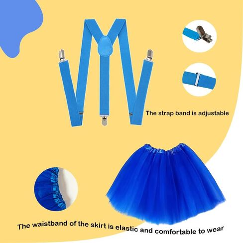 5PCS Halloween Costume Accesories Goggles Yellow Beanie Tutu Skirts Suspenders Gloves Halloween Costumes Cosplay for Women Men in Kuwait