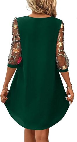 Retro Sundresses for Women Keyhole 3/4 Sleeve Floral Crew Neck Bohemian Mini Dress Casual Fashion Elegant Costumes in Saudi Arabia