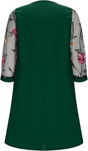 Retro Sundresses for Women Keyhole 3/4 Sleeve Floral Crew Neck Bohemian Mini Dress Casual Fashion Elegant Costumes in Saudi Arabia