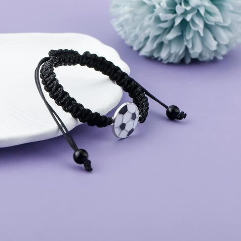 Haoze Football Soccer Bracelet - Black Beaded Sports Bracelet Gifts for Football Lovers and Women's Birthdays in Saudi Arabia