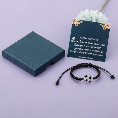 Haoze Football Soccer Bracelet - Black Beaded Sports Bracelet Gifts for Football Lovers and Women's Birthdays in Saudi Arabia