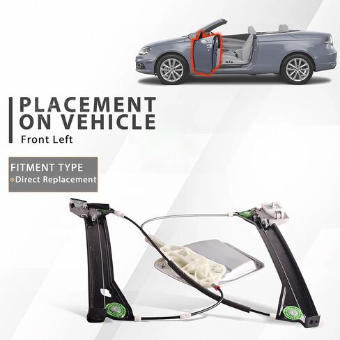 مجموعة منظم نوافذ الطاقة لجانب الركاب الأمامي الأيمن متوافقة مع 2008-2016 Volkswagen Eos استبدال 1Q0-837-462-G، 1Q0837462G in Saudi Arabia