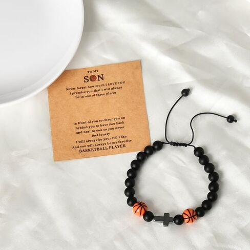 Son Birthday Christmas Gifts for Stepson Basketball Baseball Bead Bracelet for Basketball Baseball Lovers Inspirational Gifts in Saudi Arabia