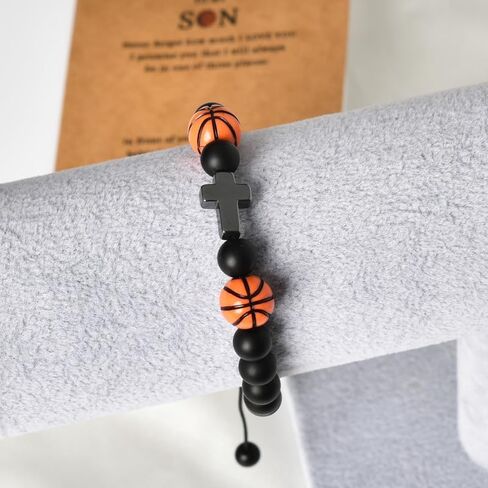 Son Birthday Christmas Gifts for Stepson Basketball Baseball Bead Bracelet for Basketball Baseball Lovers Inspirational Gifts in Saudi Arabia