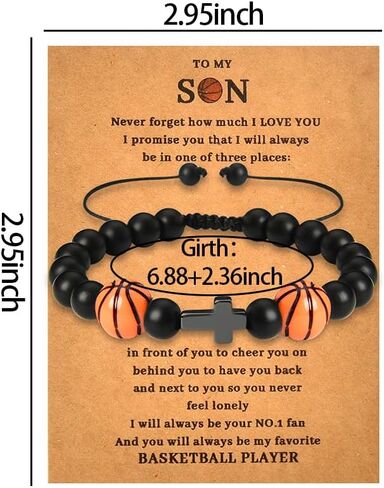 Son Birthday Christmas Gifts for Stepson Basketball Baseball Bead Bracelet for Basketball Baseball Lovers Inspirational Gifts in Saudi Arabia