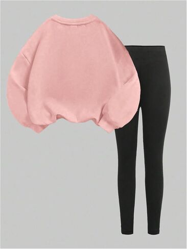 OYOANGLE Girl's 2 Piece Outfits Long Sleeve Bow Sweatshirt and Leggings Pants Fall Clothing Set in Saudi Arabia