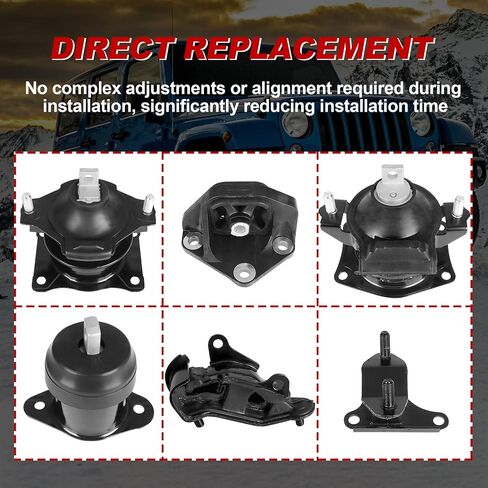 Engine Motor Mount Kit and Transmission Mount A4526 A4517 A4527 A4524 A4544 A4525 Compatible for Honda Accord 3.0L Auto Trans 2003-2007 (Set of 6) in Saudi Arabia