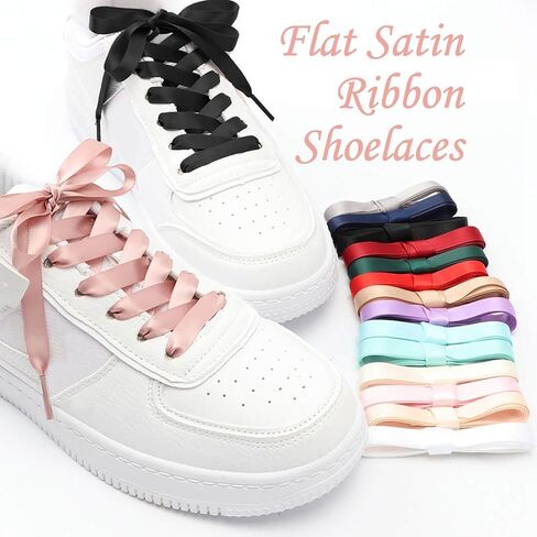 Flat Satin Ribbon Shoelaces for Women: 1CM Wide Silk Sneakers Shoe Laces 1 Pair in Saudi Arabia